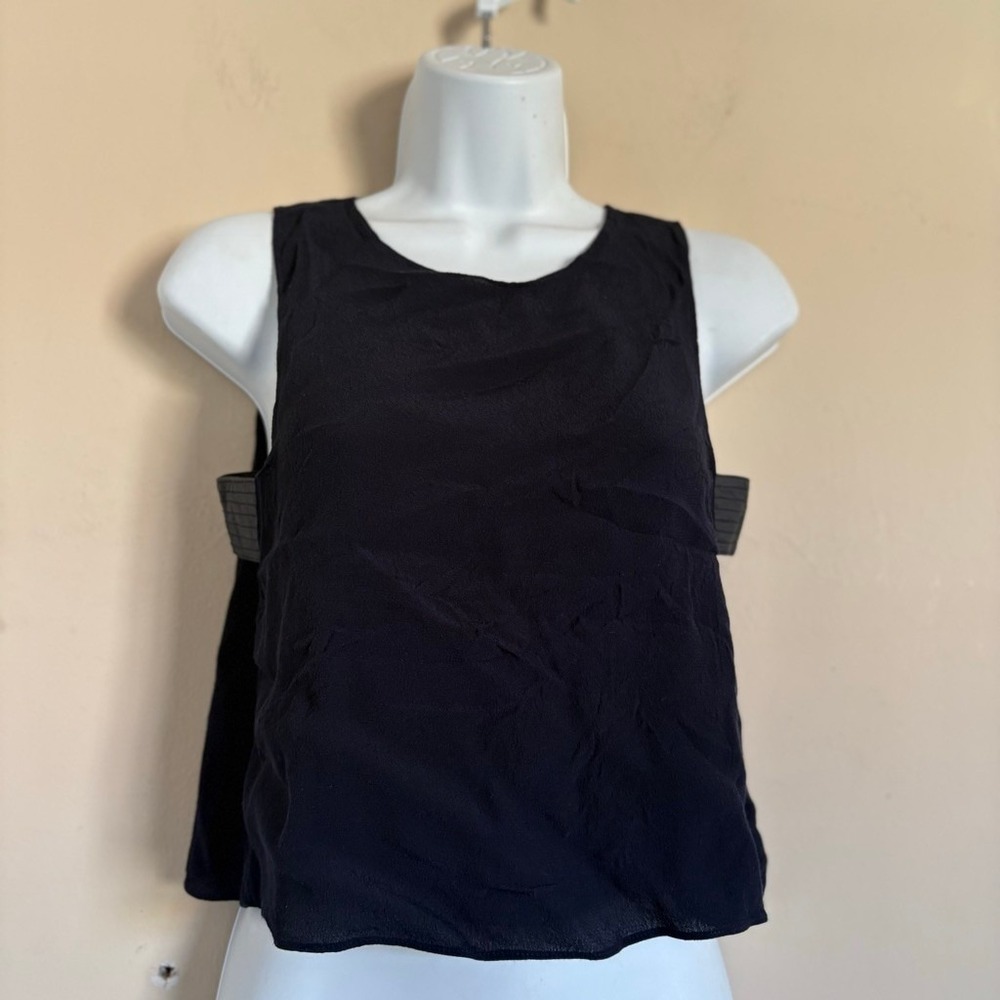 VEDA Navy‎ Rayon Sheep Leather Trim Open Back Sleeveless Tank Top XS - Picture 8 of 16